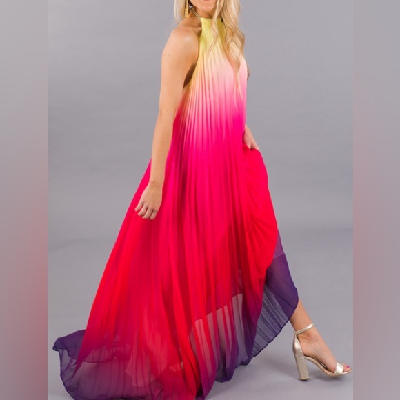 AKIRA Dresses & Skirts - NEW Akira Rainbow Ombre Medium Halter Bella Maxi Dress Resort Mermaid costume